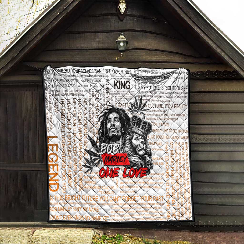 Afro King of Reggae Legend Bob Quilt Rastafari Lion Cannabis Typography Style DT02