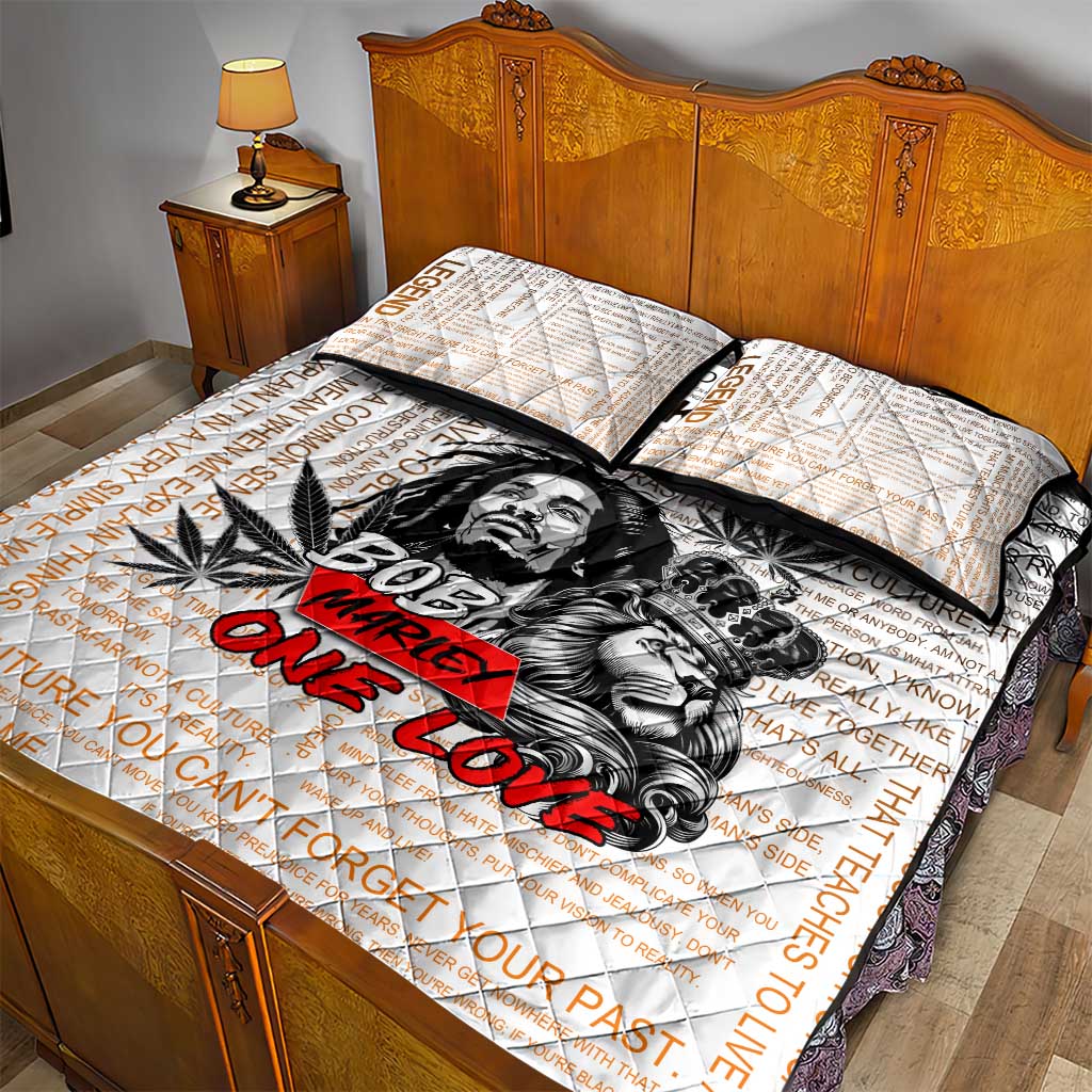 Afro King of Reggae Legend Bob Quilt Bed Set Rastafari Lion Cannabis Typography Style DT02