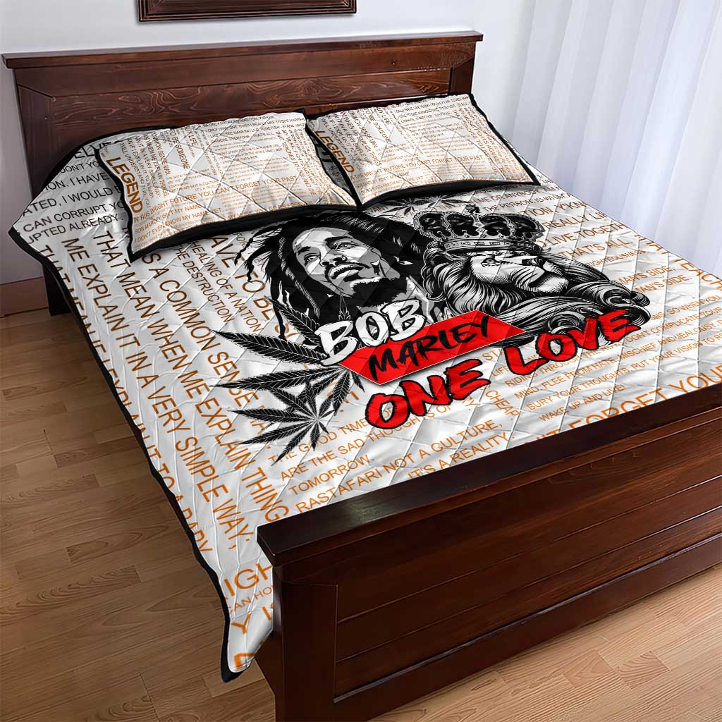 Afro King of Reggae Legend Bob Quilt Bed Set Rastafari Lion Cannabis Typography Style DT02