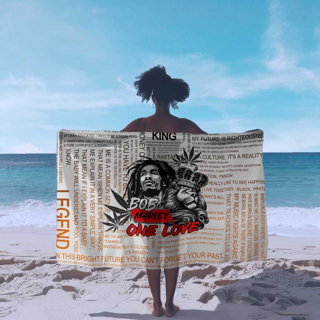 Afro King of Reggae Legend Bob Sarong Rastafari Lion Cannabis Typography Style DT02