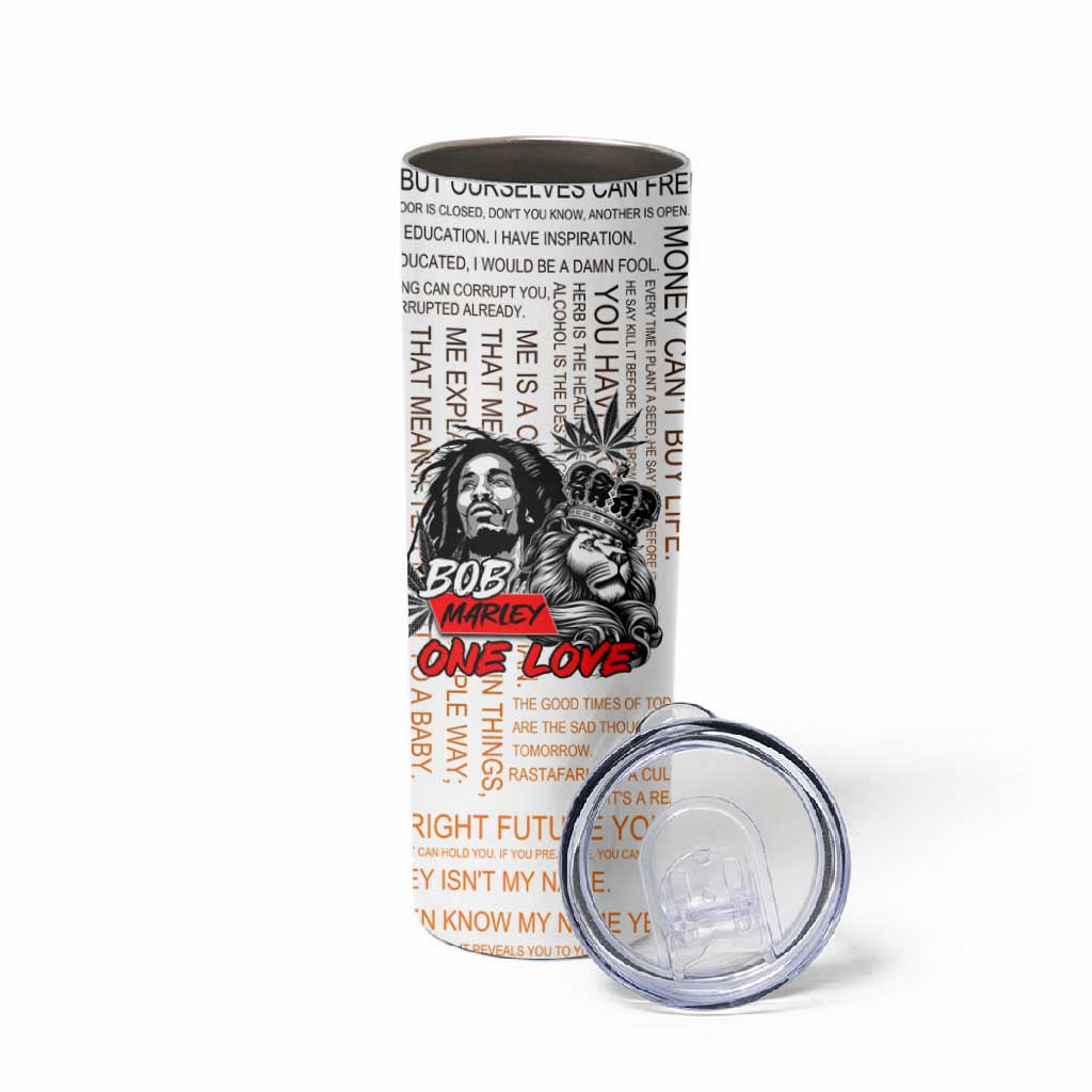Afro King of Reggae Legend Bob Skinny Tumbler Rastafari Lion Cannabis Typography Style DT02