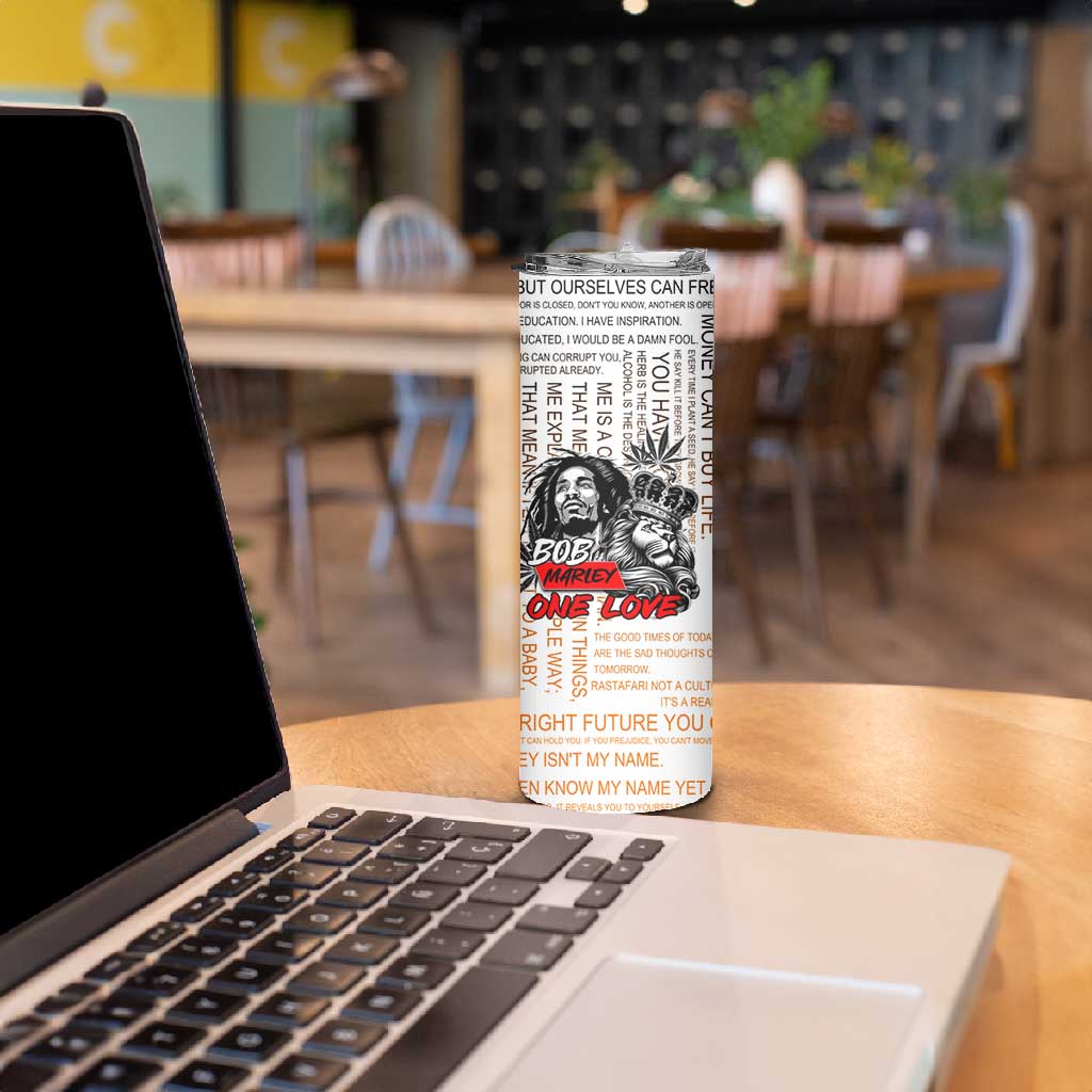 Afro King of Reggae Legend Bob Skinny Tumbler Rastafari Lion Cannabis Typography Style DT02