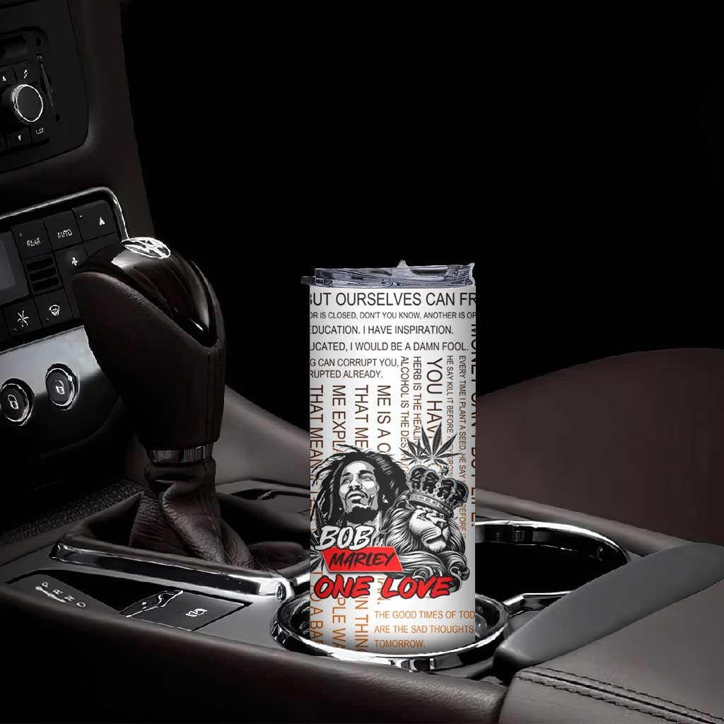 Afro King of Reggae Legend Bob Skinny Tumbler Rastafari Lion Cannabis Typography Style DT02