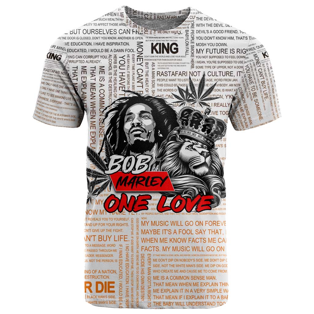 Afro King of Reggae Legend Bob T shirt Rastafari Lion Cannabis Typography Style DT02