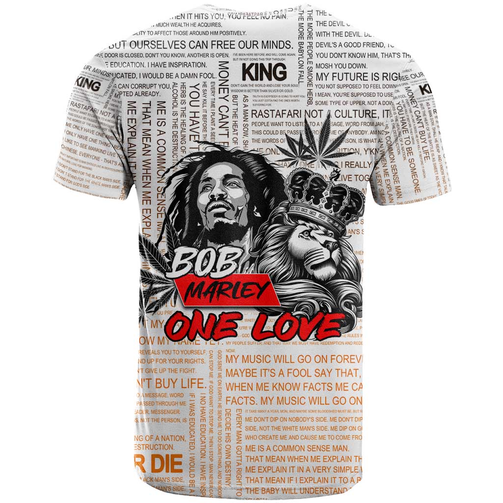 Afro King of Reggae Legend Bob T shirt Rastafari Lion Cannabis Typography Style DT02