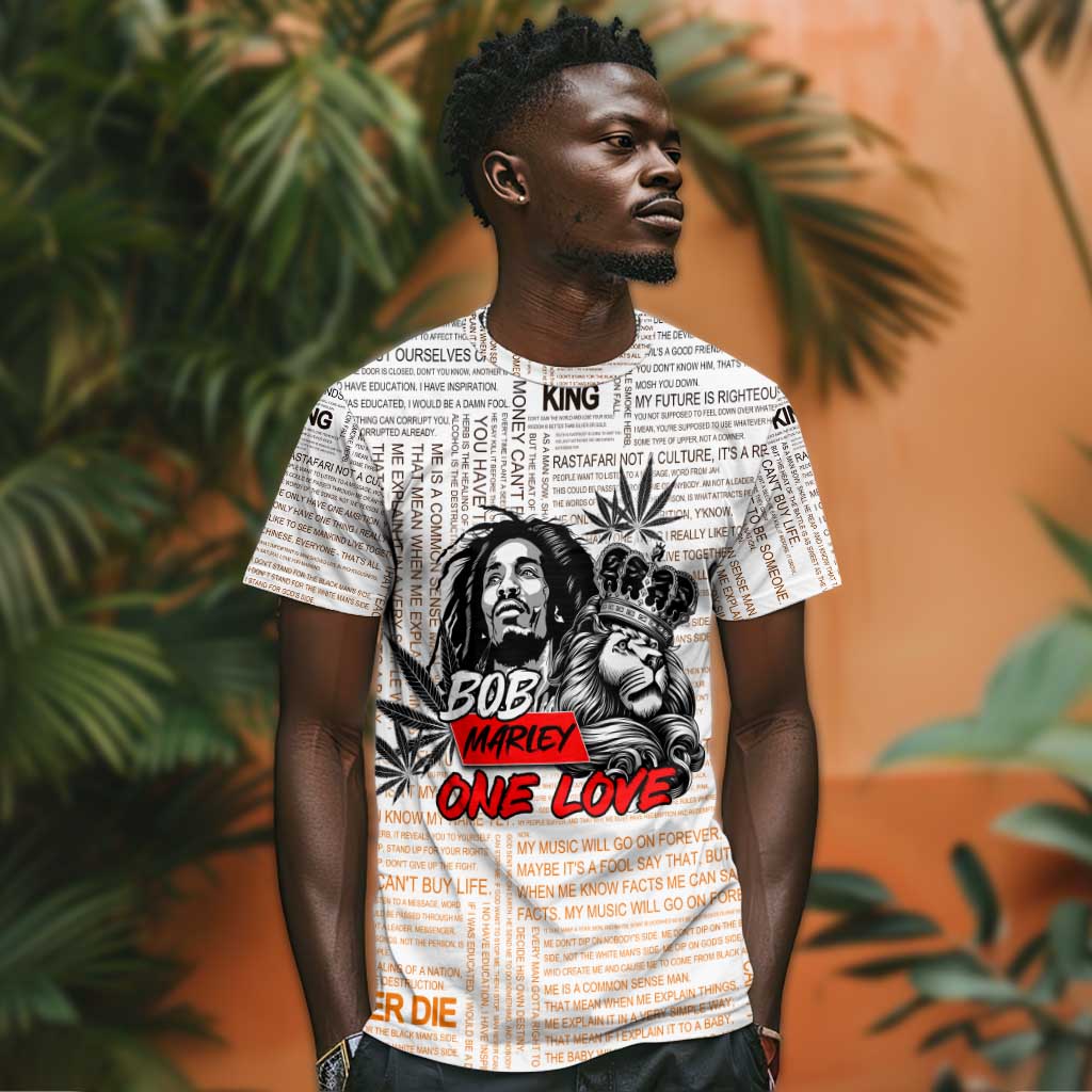 Afro King of Reggae Legend Bob T shirt Rastafari Lion Cannabis Typography Style DT02