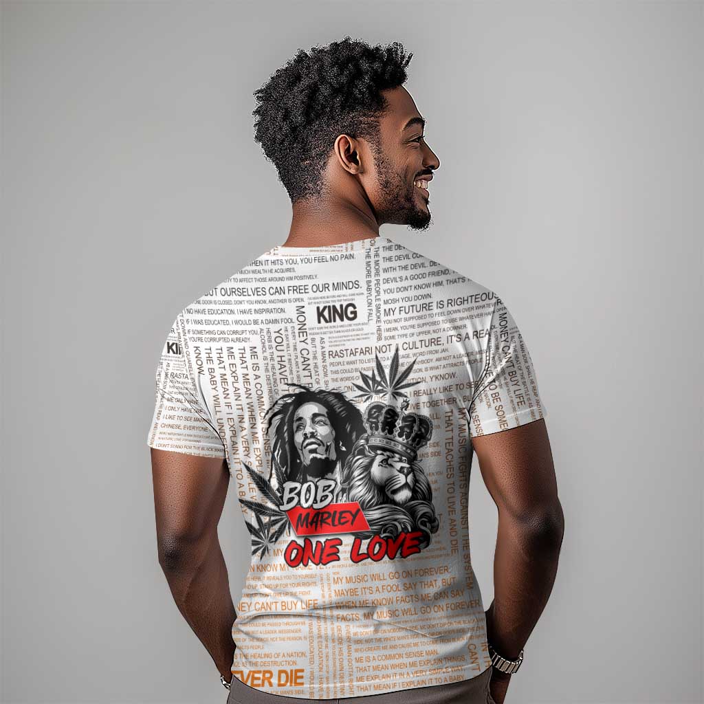 Afro King of Reggae Legend Bob T shirt Rastafari Lion Cannabis Typography Style DT02