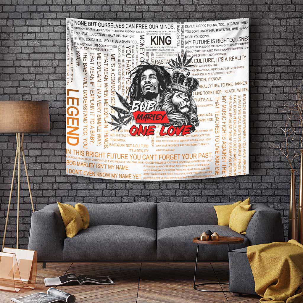 Afro King of Reggae Legend Bob Tapestry Rastafari Lion Cannabis Typography Style DT02