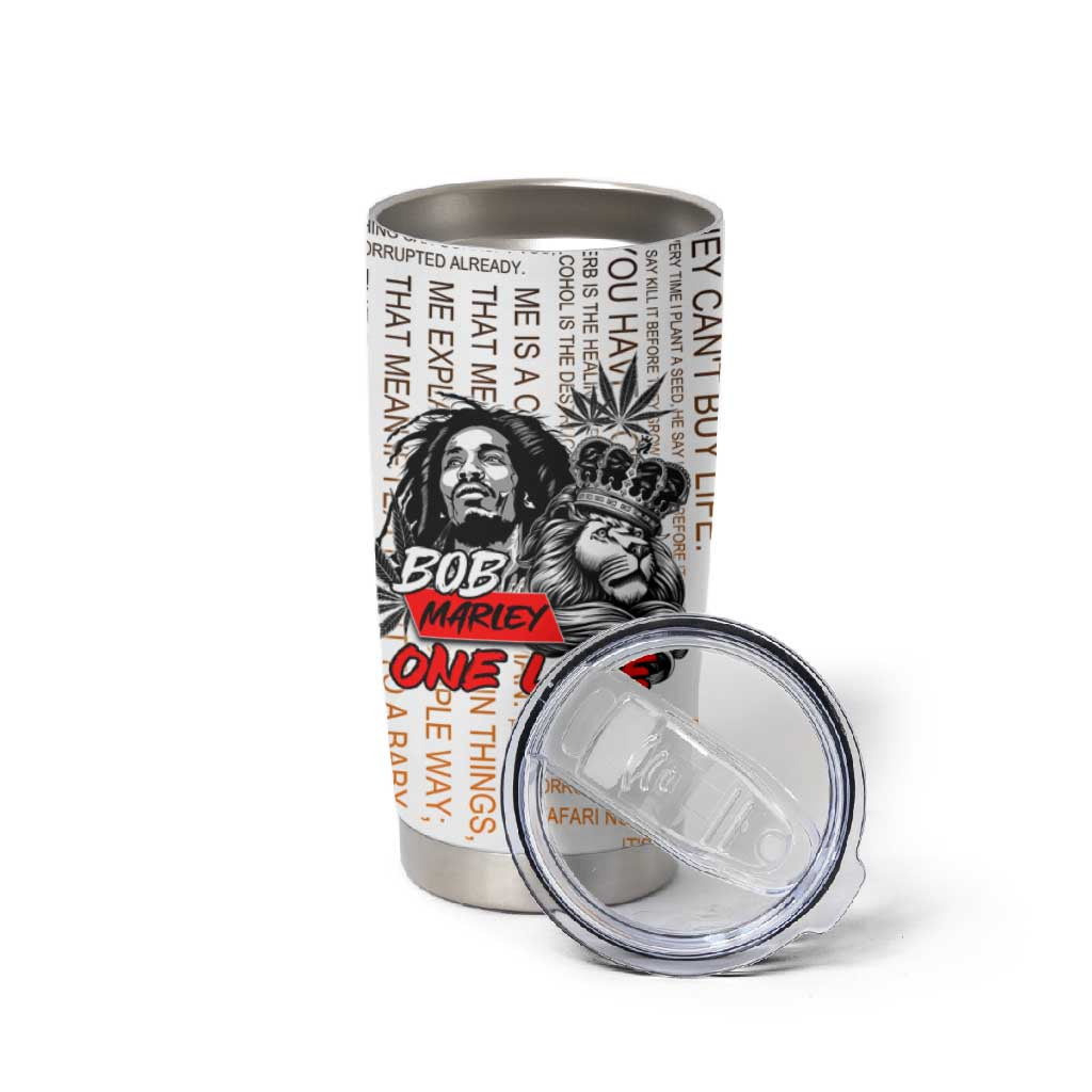 Afro King of Reggae Legend Bob Tumbler Cup Rastafari Lion Cannabis Typography Style DT02