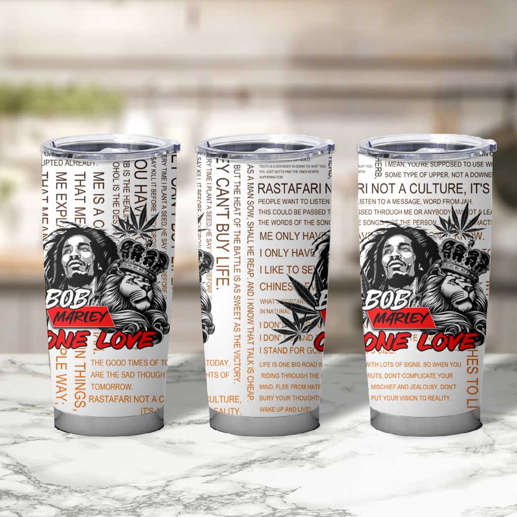 Afro King of Reggae Legend Bob Tumbler Cup Rastafari Lion Cannabis Typography Style DT02