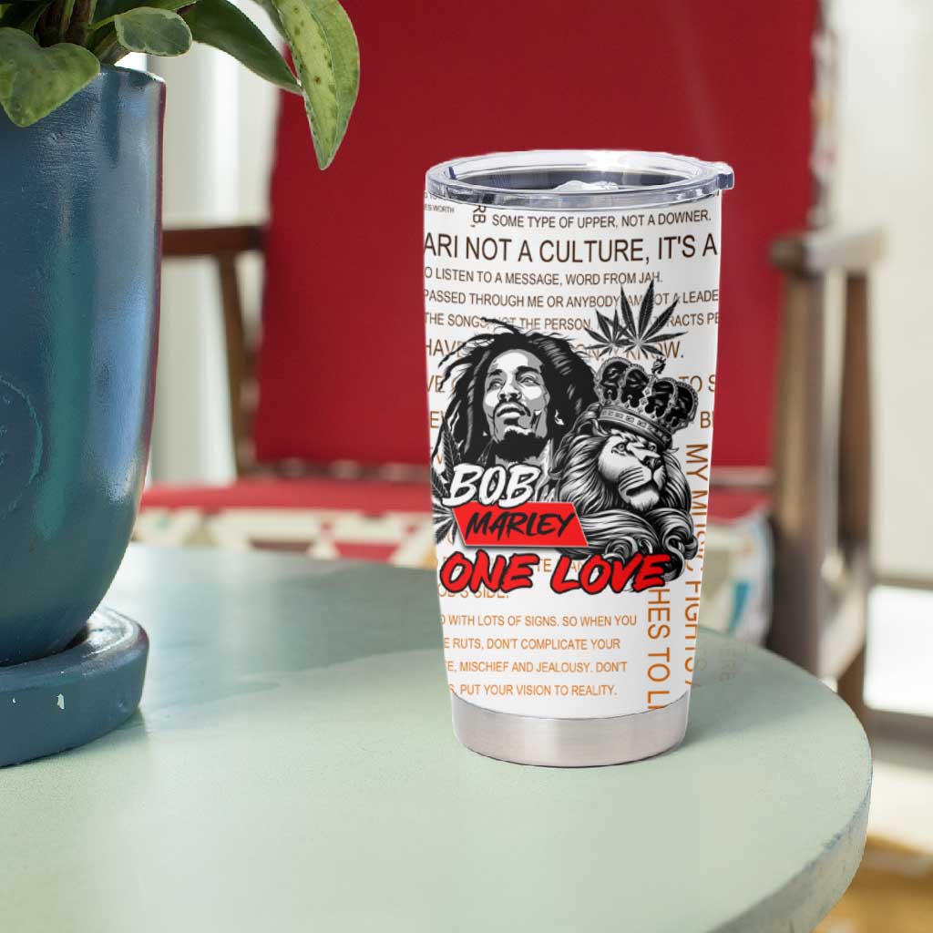 Afro King of Reggae Legend Bob Tumbler Cup Rastafari Lion Cannabis Typography Style DT02