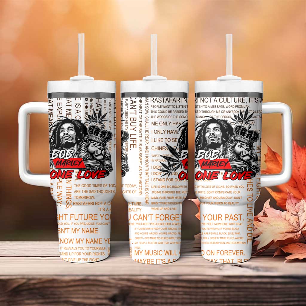 Afro King of Reggae Legend Bob Tumbler With Handle Rastafari Lion Cannabis Typography Style DT02