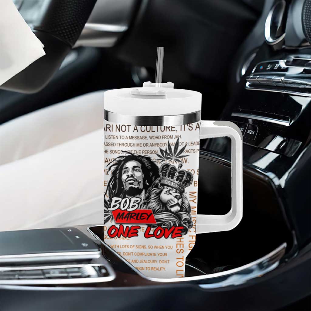 Afro King of Reggae Legend Bob Tumbler With Handle Rastafari Lion Cannabis Typography Style DT02