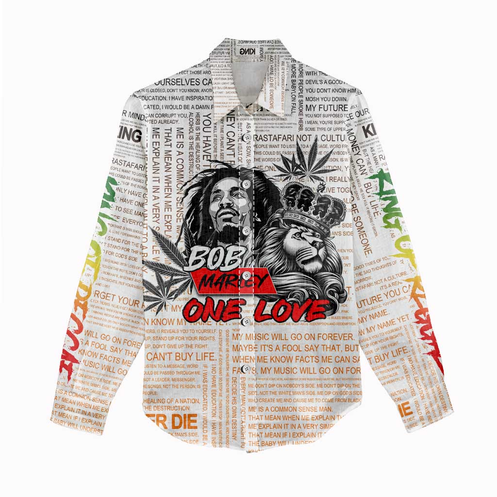 Afro King of Reggae Legend Bob Women Casual Shirt Rastafari Lion Cannabis Typography Style DT02