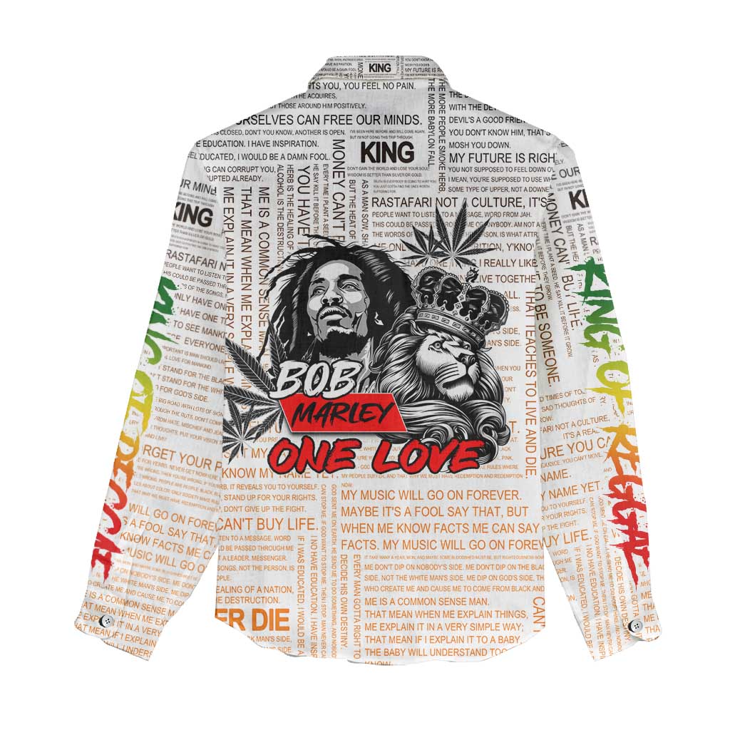 Afro King of Reggae Legend Bob Women Casual Shirt Rastafari Lion Cannabis Typography Style DT02