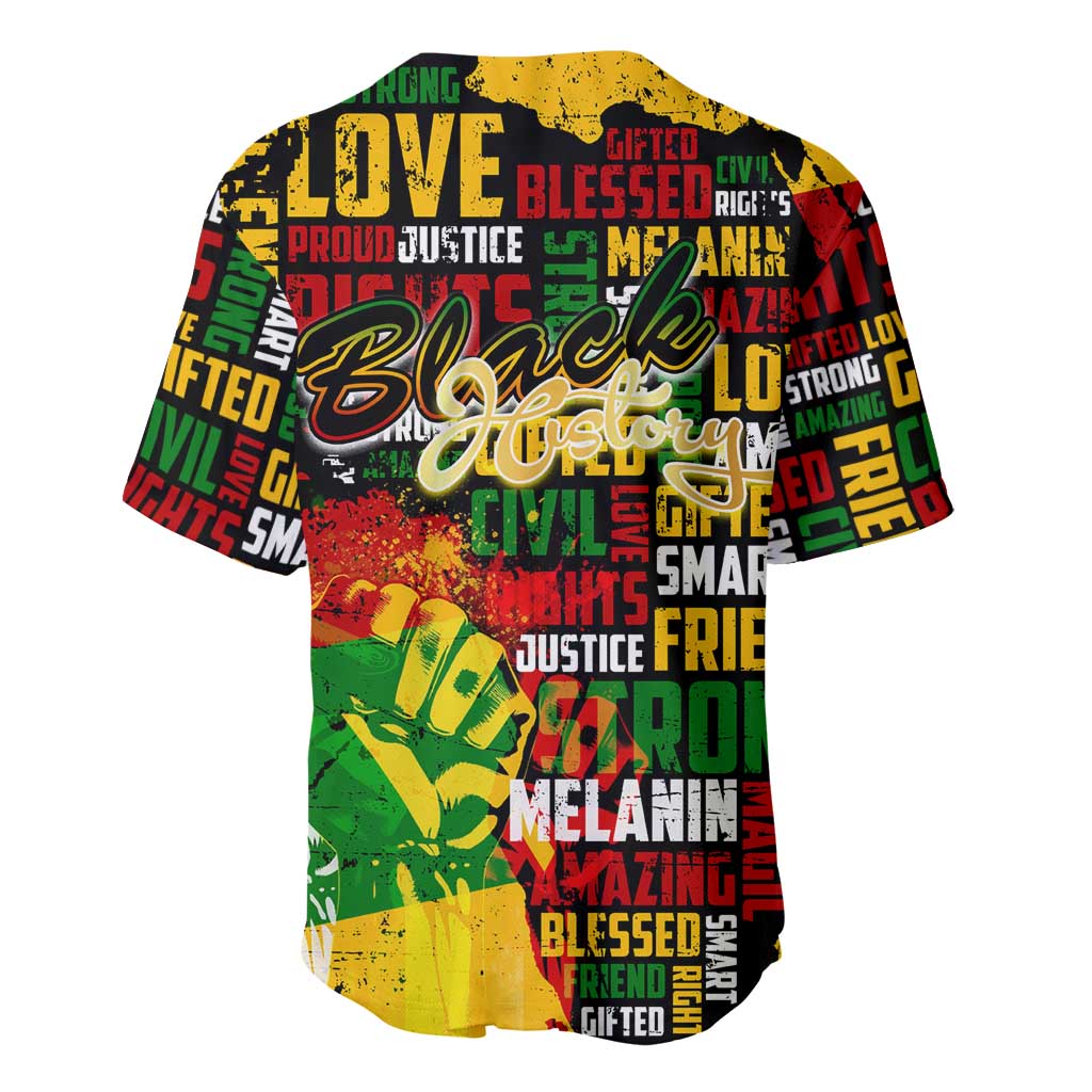 Black History Month Africa Baseball Jersey Strength Love and Justice Typography DT02
