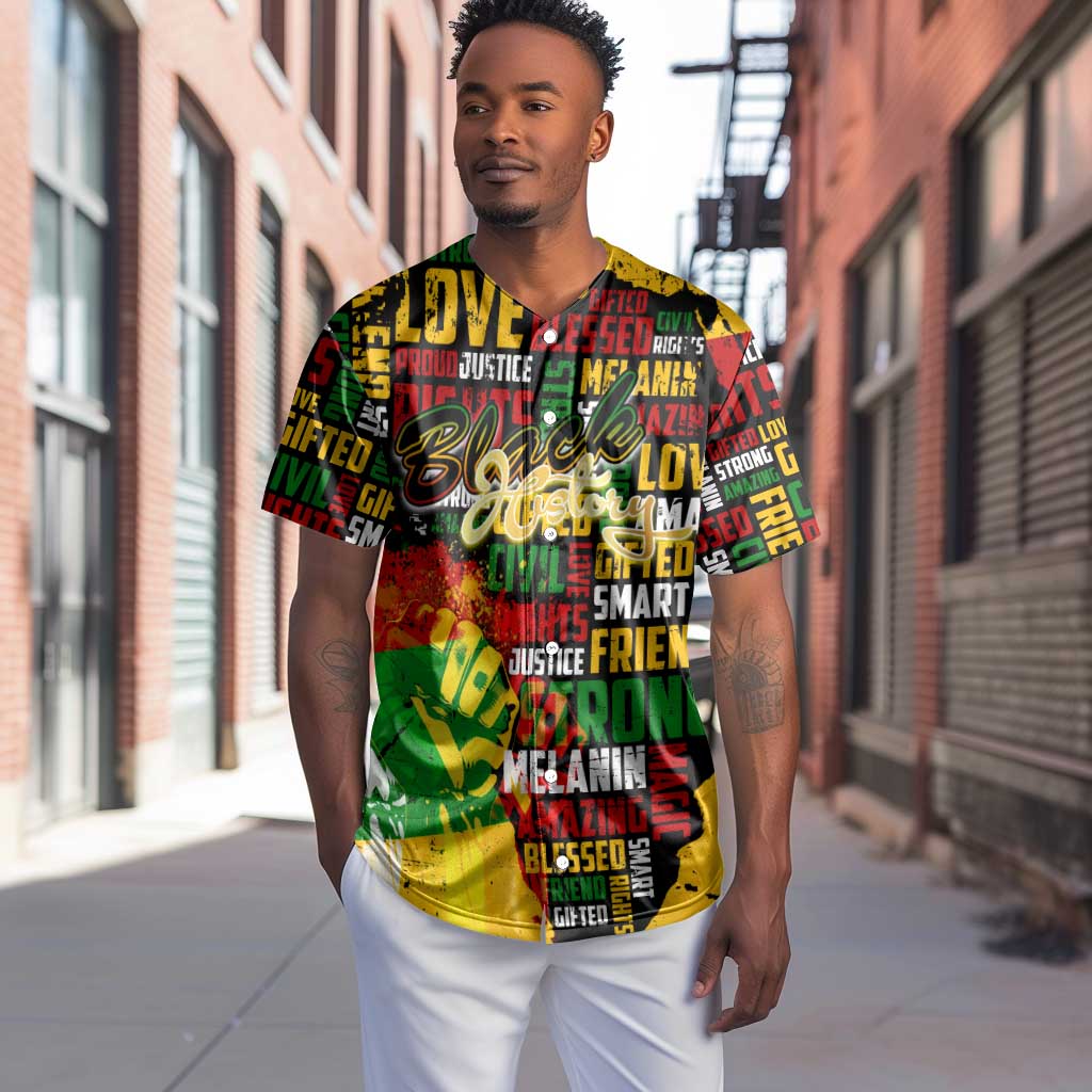 Black History Month Africa Baseball Jersey Strength Love and Justice Typography DT02