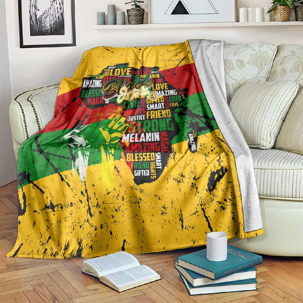 Black History Month Africa Blanket Strength Love and Justice Typography DT02