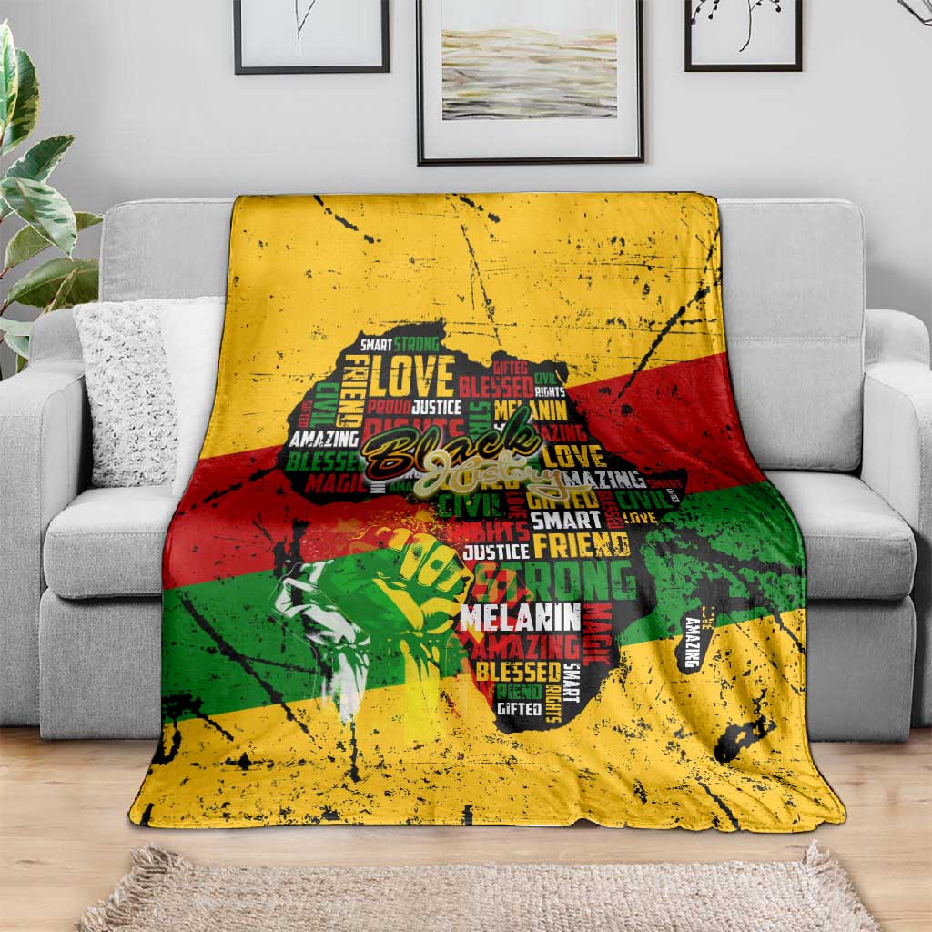 Black History Month Africa Blanket Strength Love and Justice Typography DT02