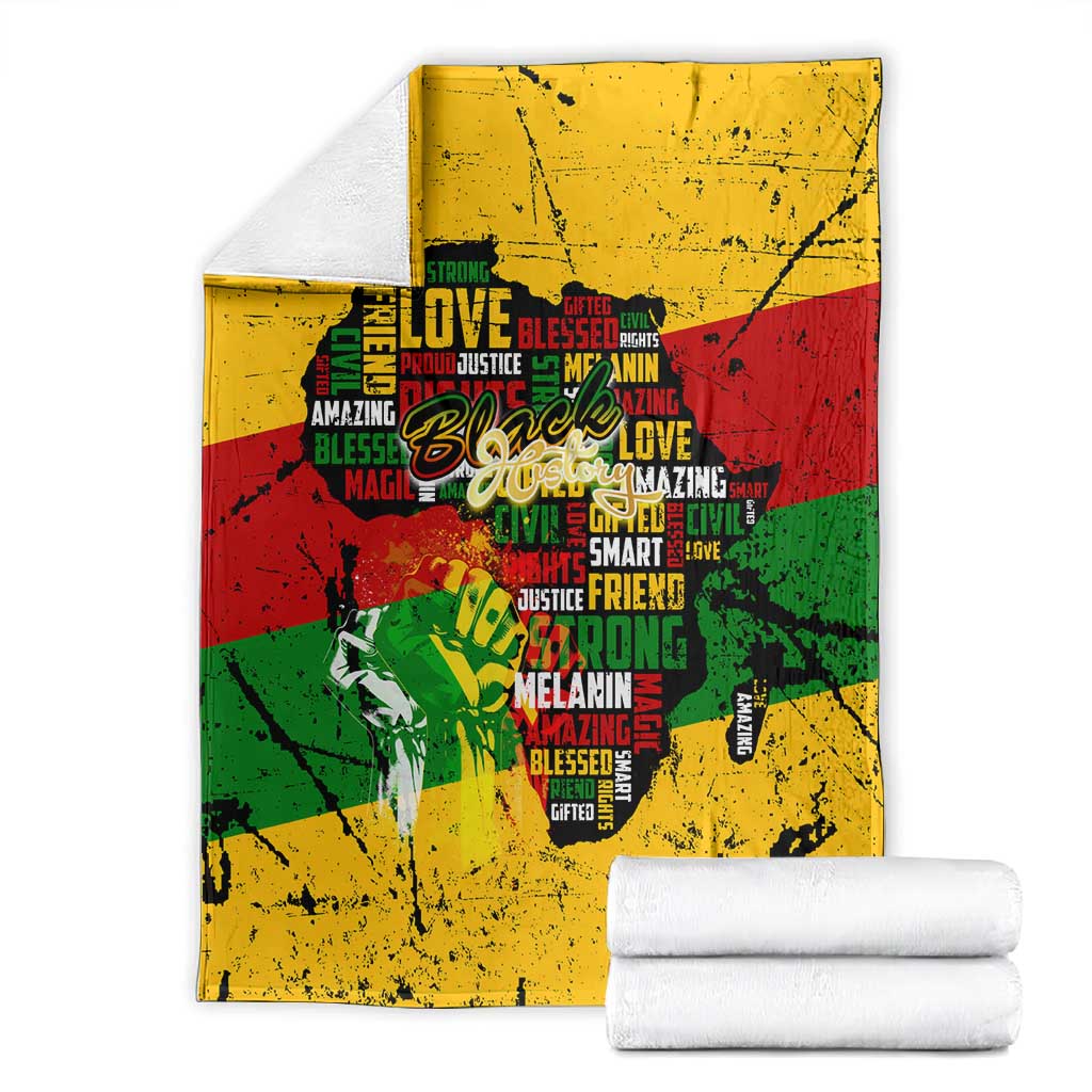 Black History Month Africa Blanket Strength Love and Justice Typography DT02