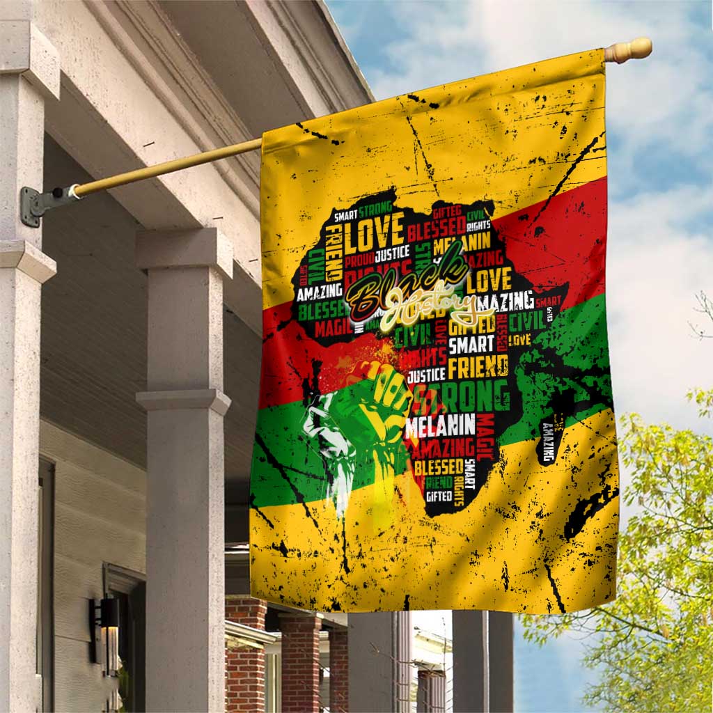Black History Month Africa Garden Flag Strength Love and Justice Typography DT02
