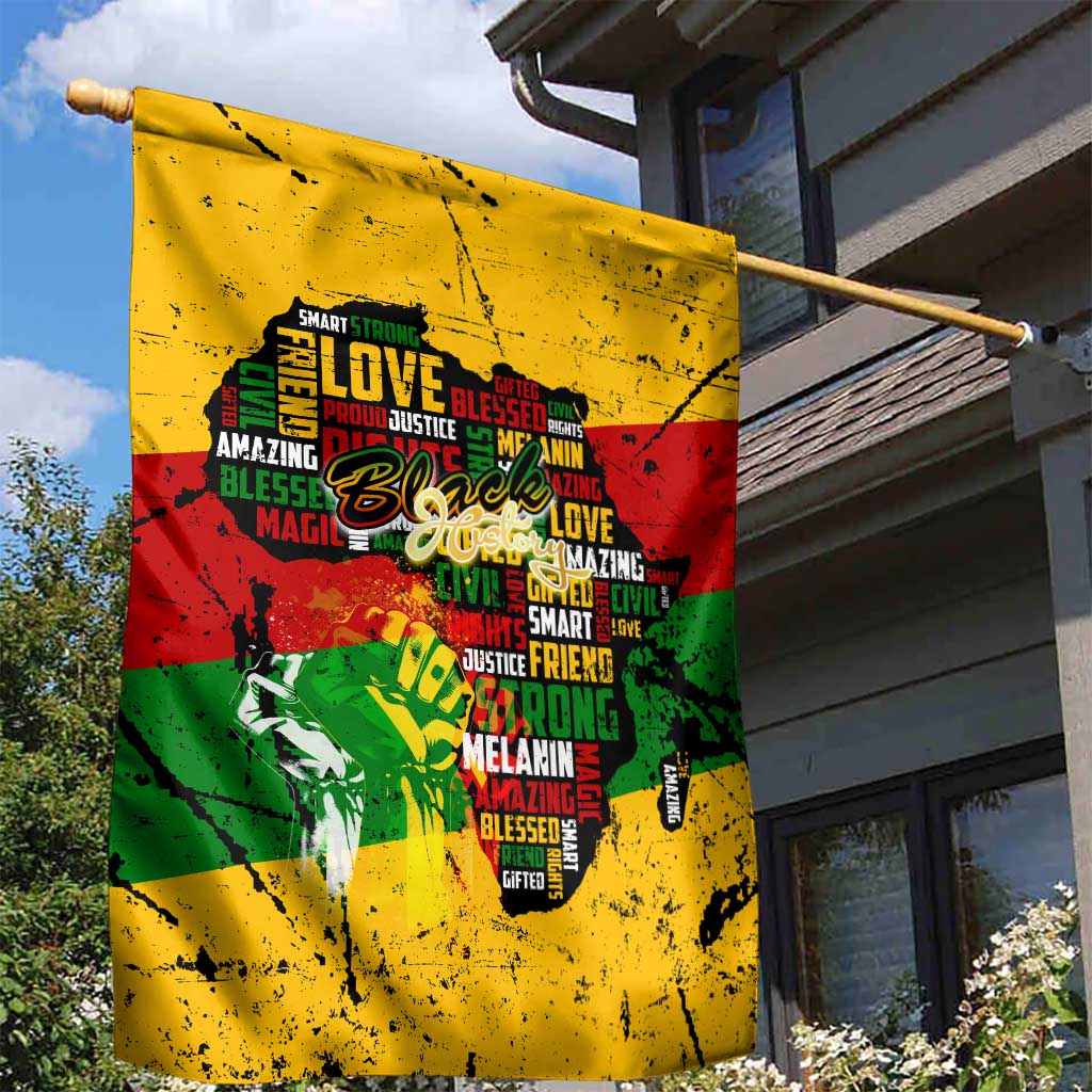 Black History Month Africa Garden Flag Strength Love and Justice Typography DT02