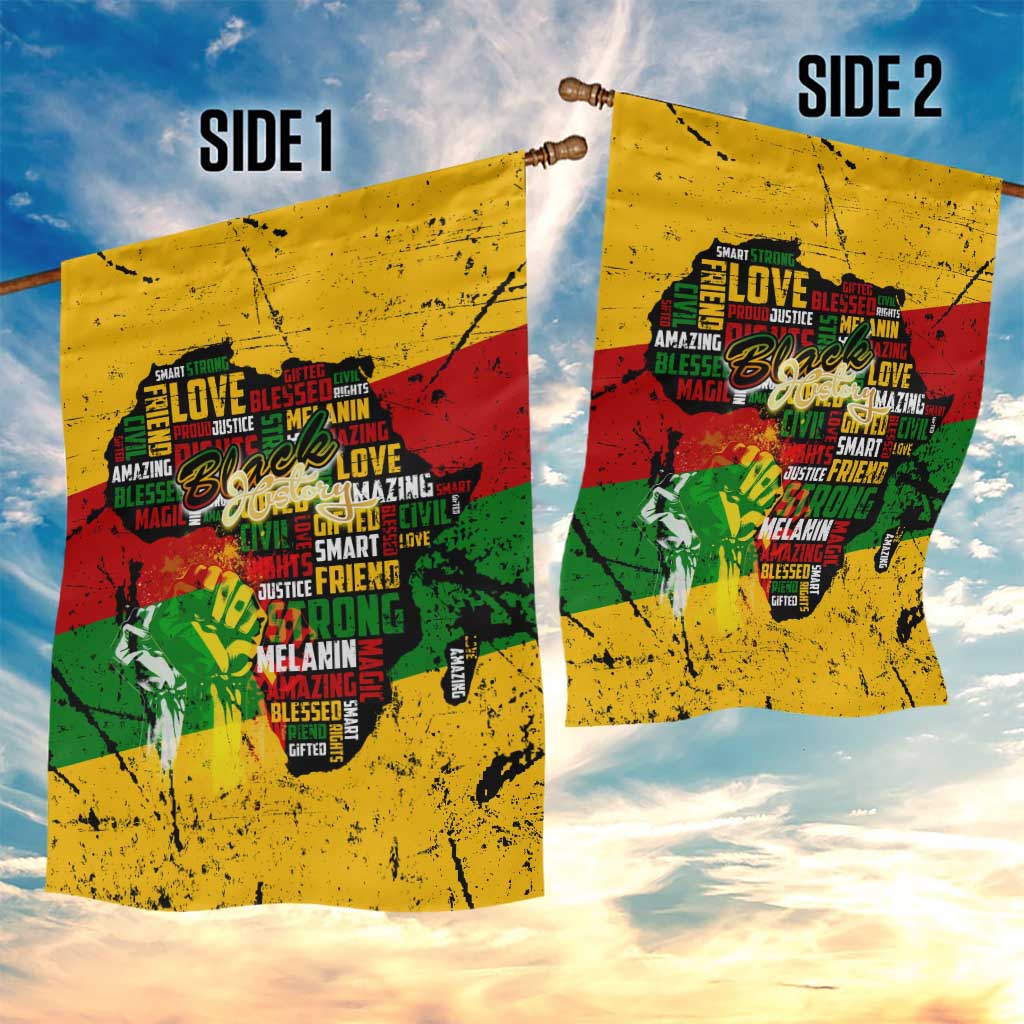 Black History Month Africa Garden Flag Strength Love and Justice Typography DT02