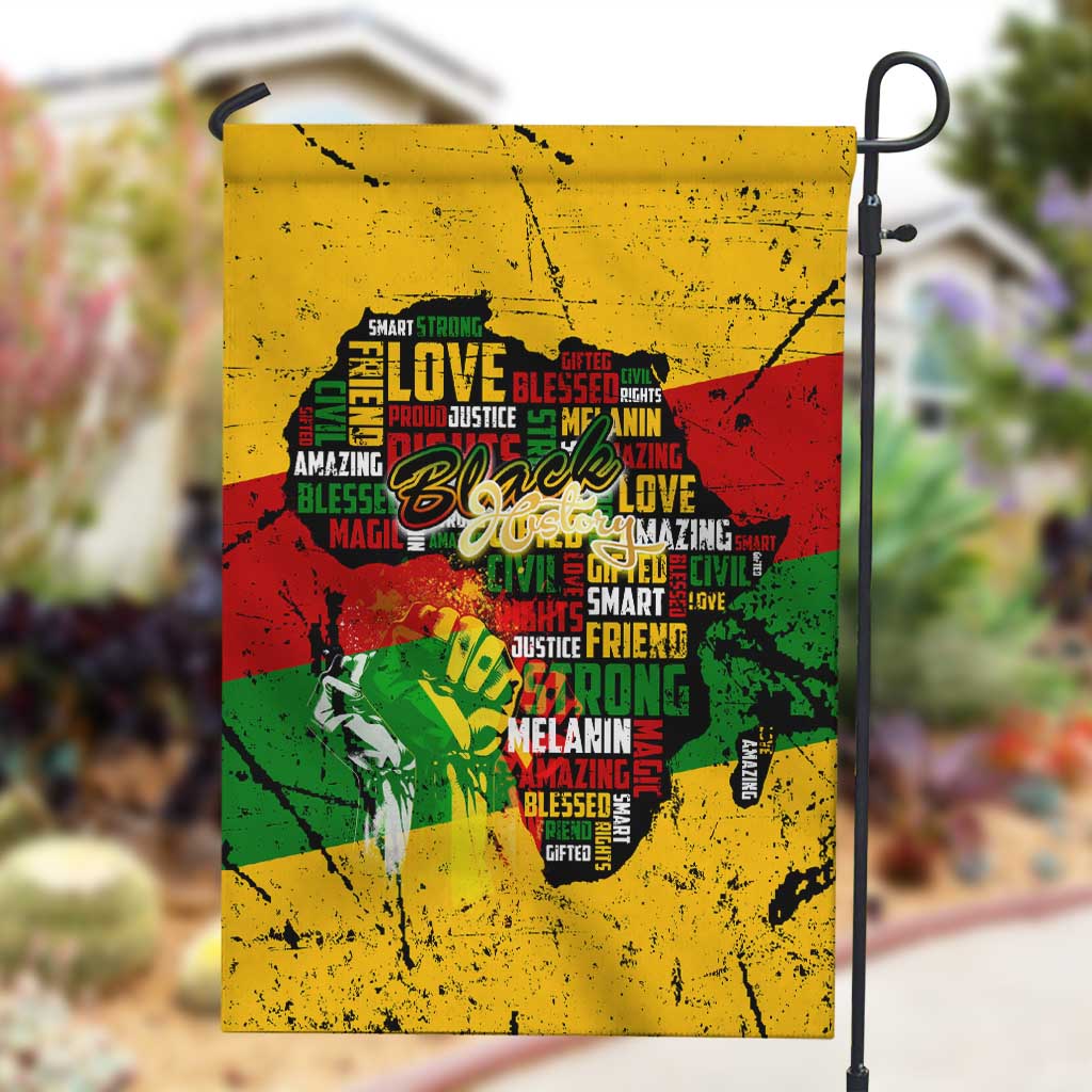 Black History Month Africa Garden Flag Strength Love and Justice Typography DT02