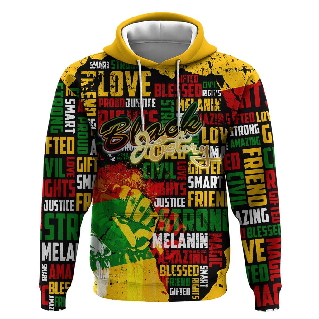 Black History Month Hoodie Strength Love and Justice Typography DT02