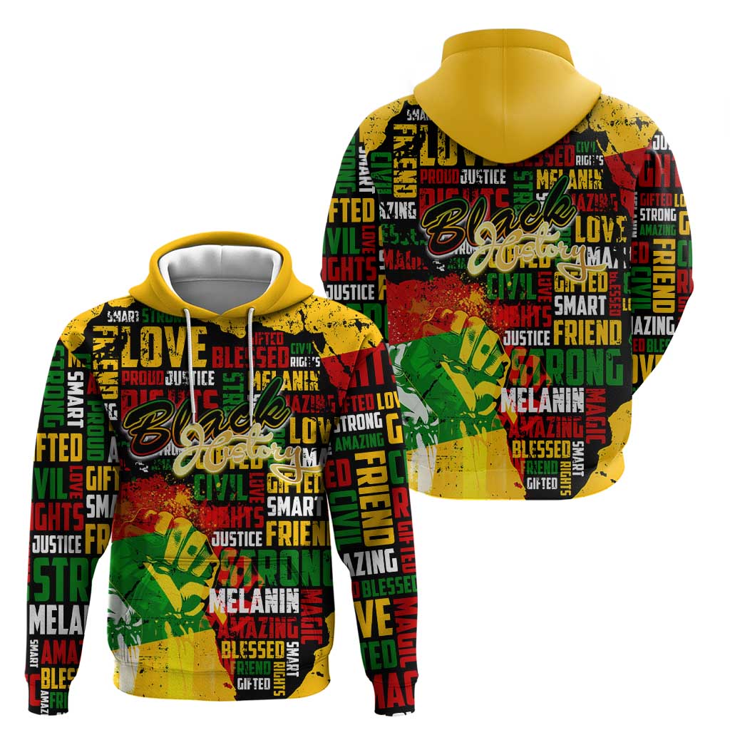 Black History Month Hoodie Strength Love and Justice Typography DT02