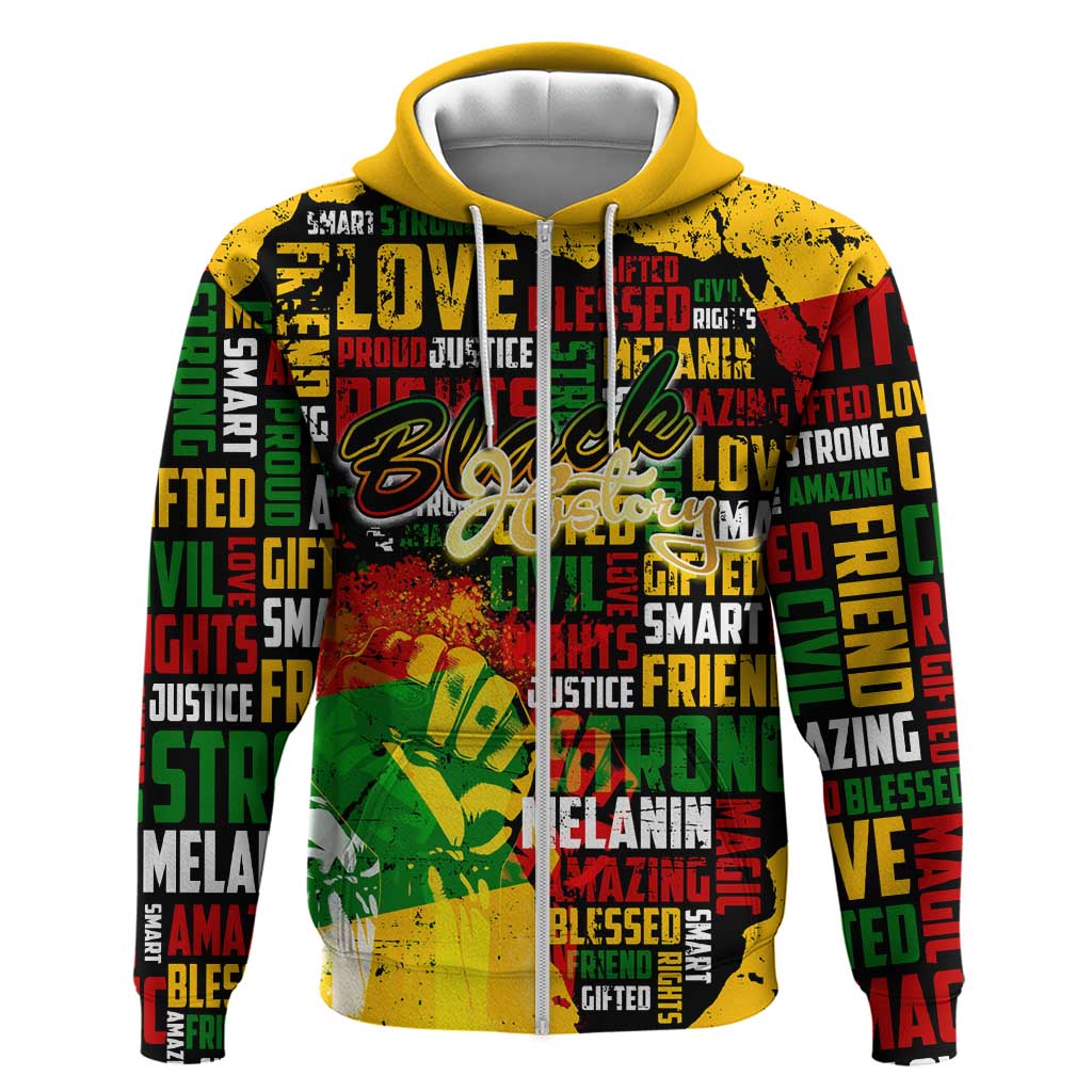 Black History Month Hoodie Strength Love and Justice Typography DT02