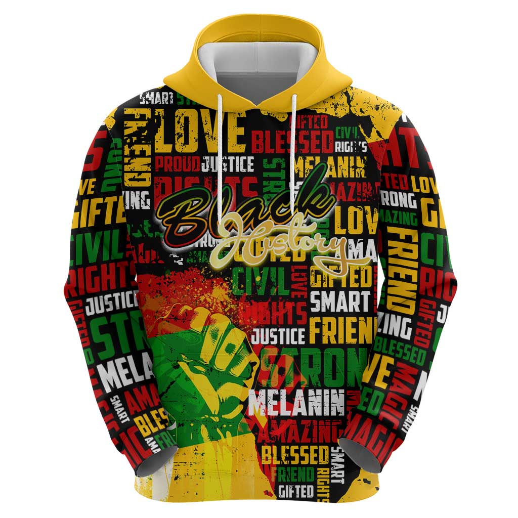 Black History Month Hoodie Strength Love and Justice Typography DT02