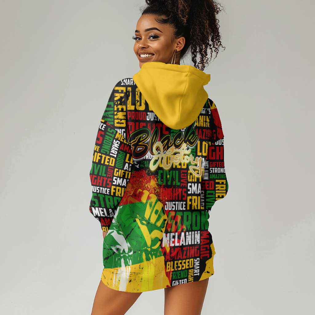 Black History Month Africa Hoodie Dress Strength Love and Justice Typography DT02