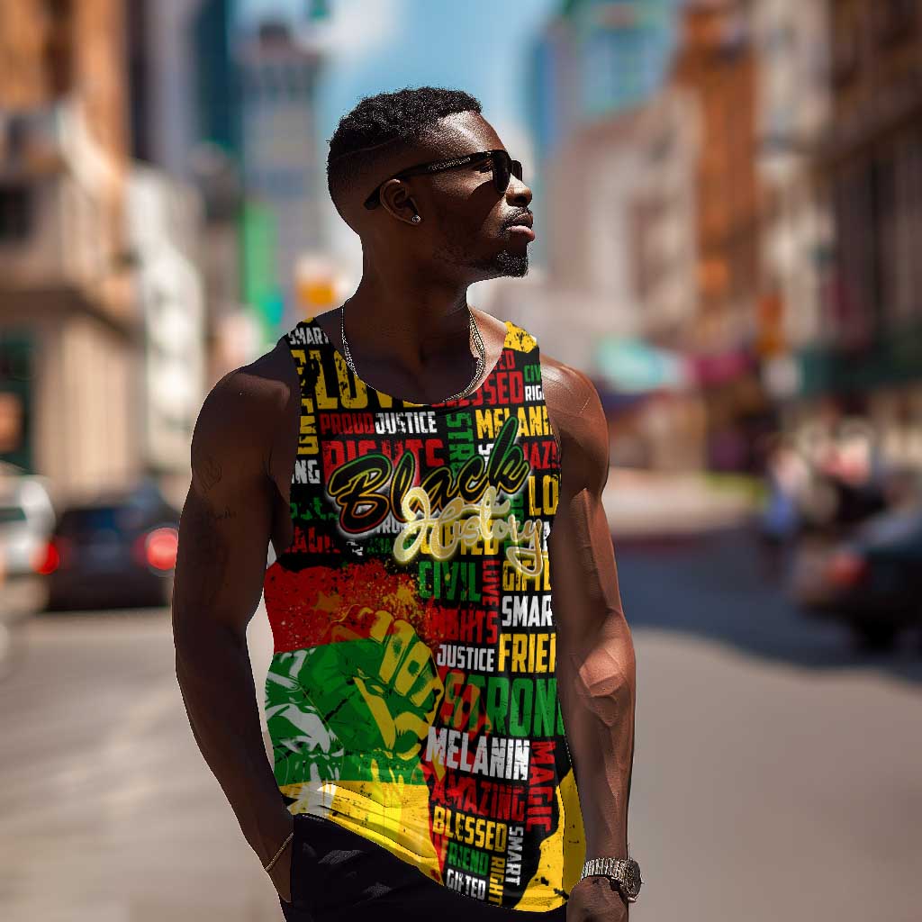 Black History Month Africa Men Tank Top Strength Love and Justice Typography DT02