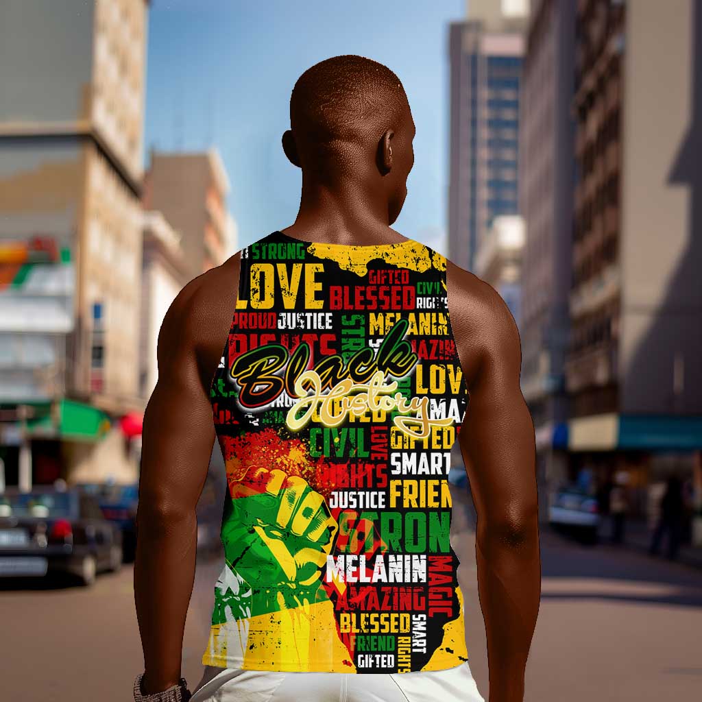 Black History Month Africa Men Tank Top Strength Love and Justice Typography DT02