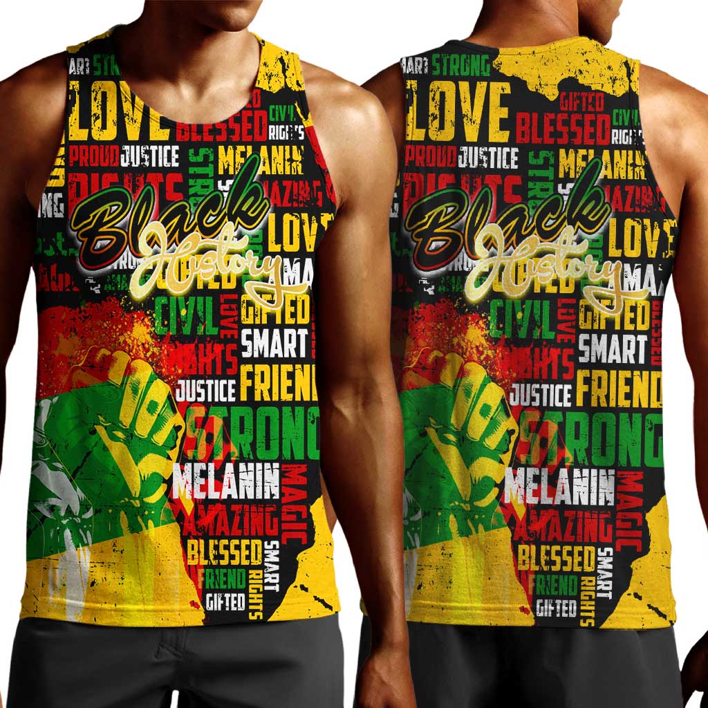 Black History Month Africa Men Tank Top Strength Love and Justice Typography DT02