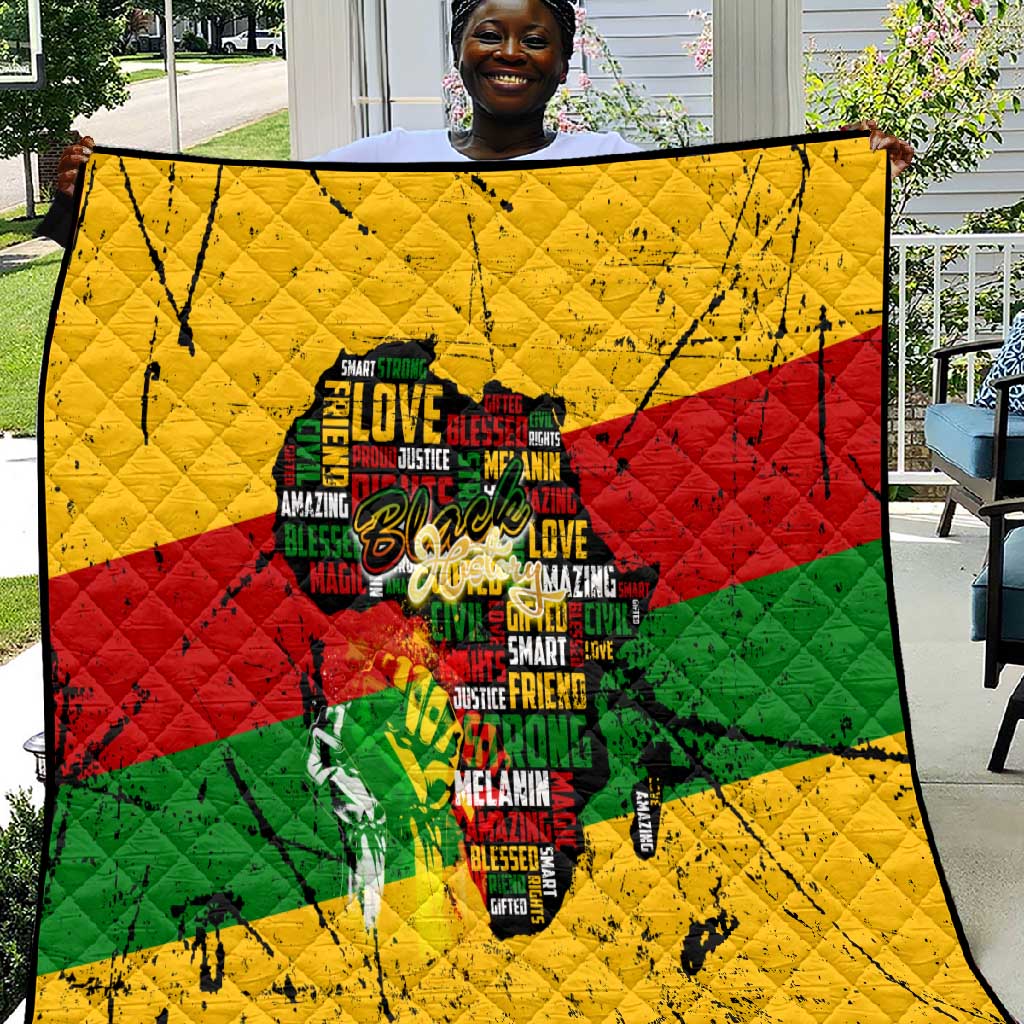Black History Month Africa Quilt Strength Love and Justice Typography DT02