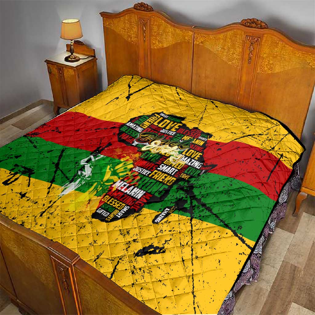 Black History Month Africa Quilt Strength Love and Justice Typography DT02