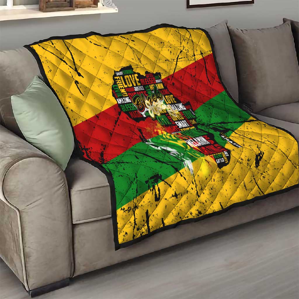 Black History Month Africa Quilt Strength Love and Justice Typography DT02