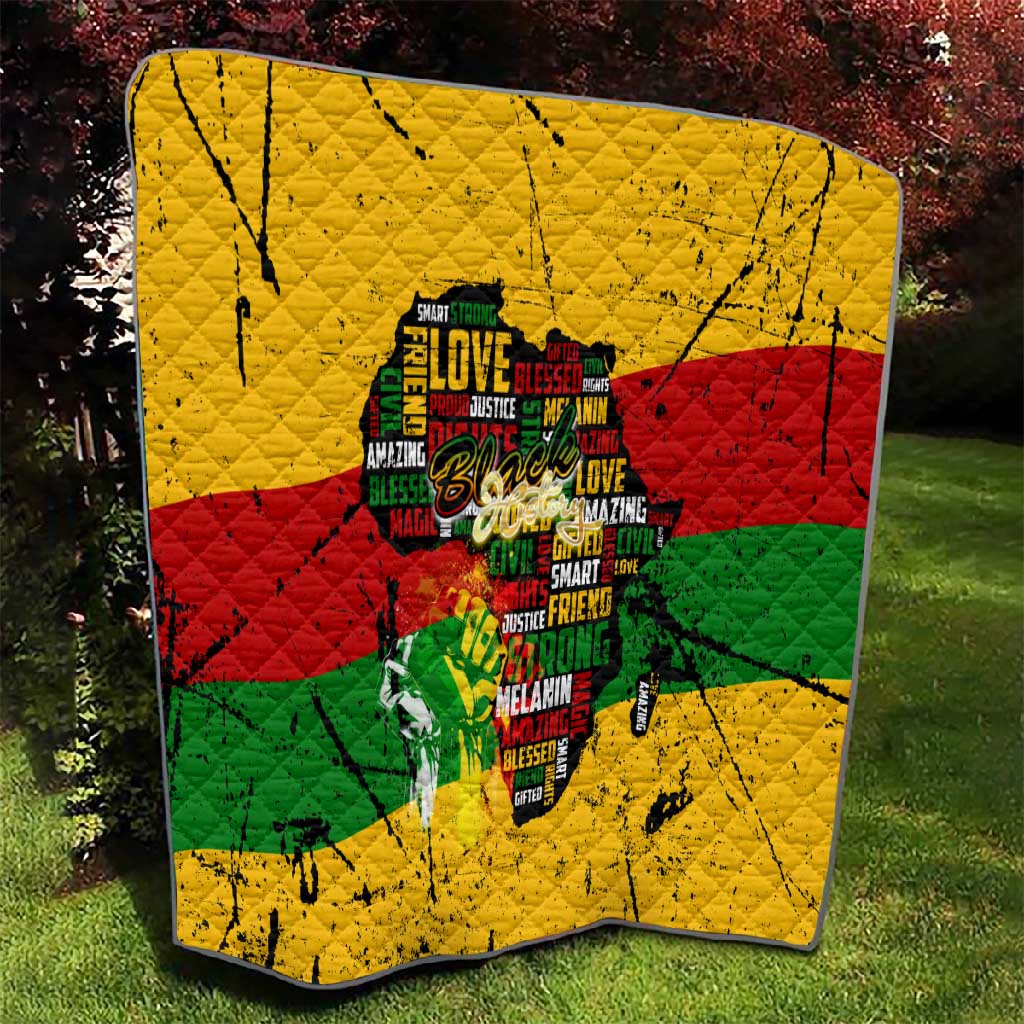 Black History Month Africa Quilt Strength Love and Justice Typography DT02