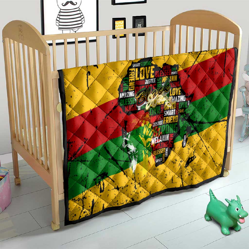 Black History Month Africa Quilt Strength Love and Justice Typography DT02