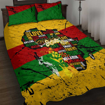Black History Month Africa Quilt Bed Set Strength Love and Justice Typography DT02