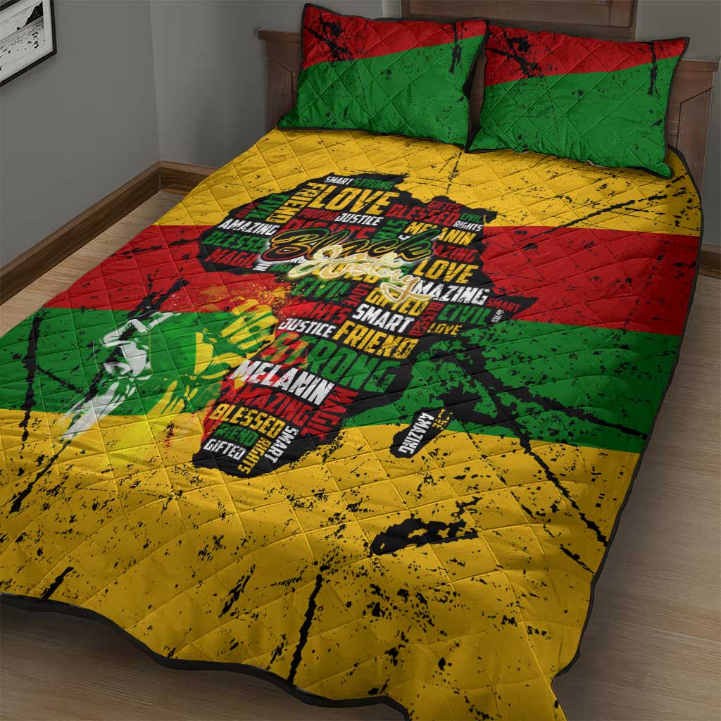 Black History Month Africa Quilt Bed Set Strength Love and Justice Typography DT02