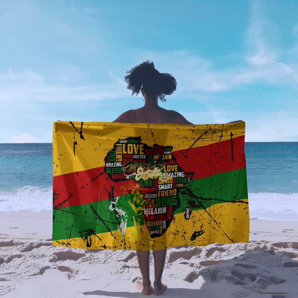 Black History Month Africa Sarong Strength Love and Justice Typography DT02