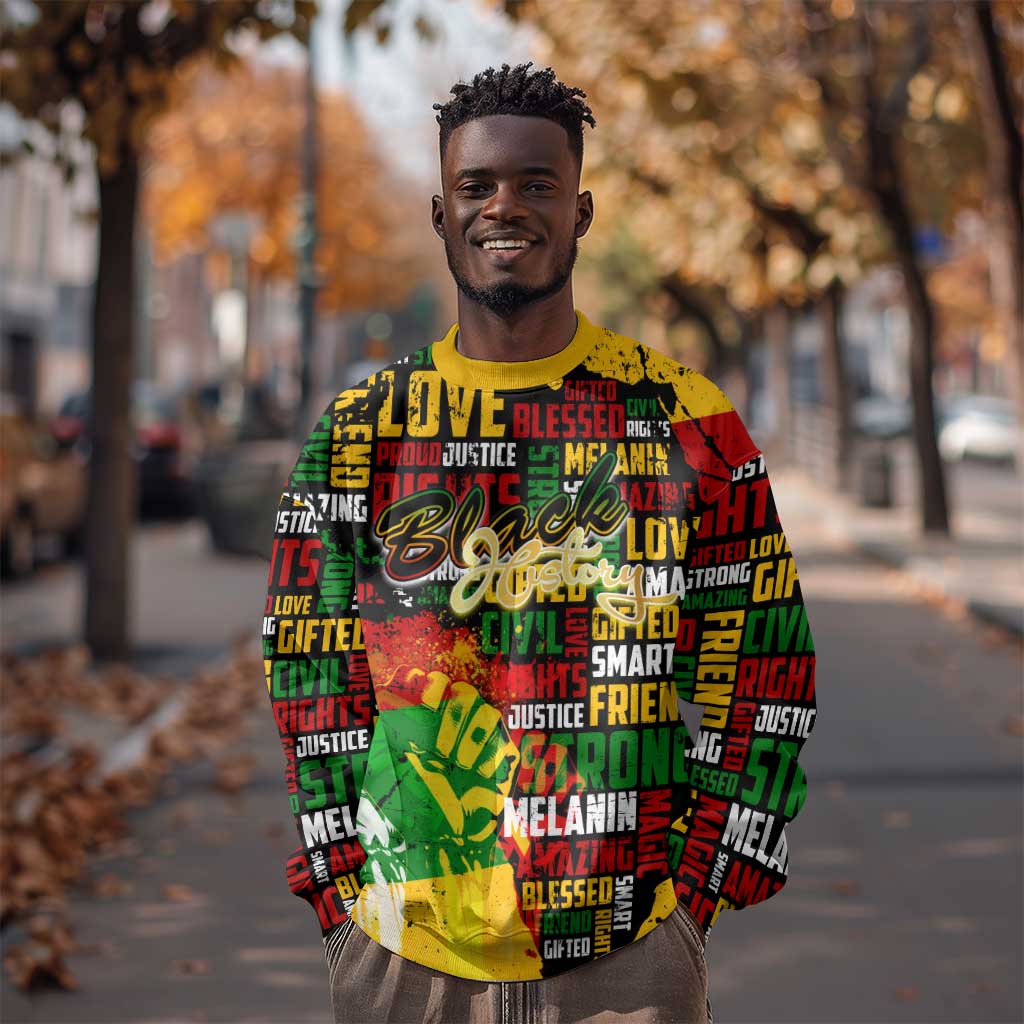 Black History Month Africa Sweatshirt Strength Love and Justice Typography DT02