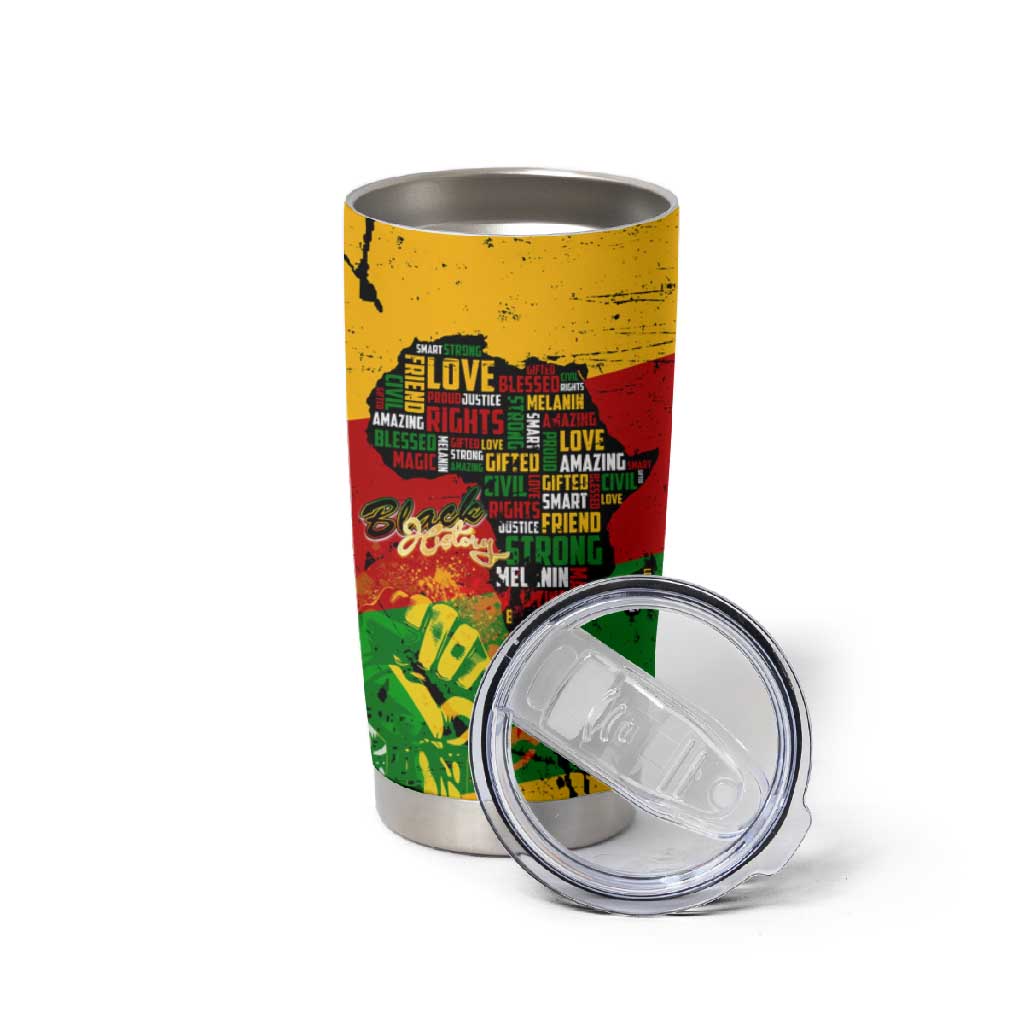 Black History Month Africa Tumbler Cup Strength Love and Justice Typography DT02