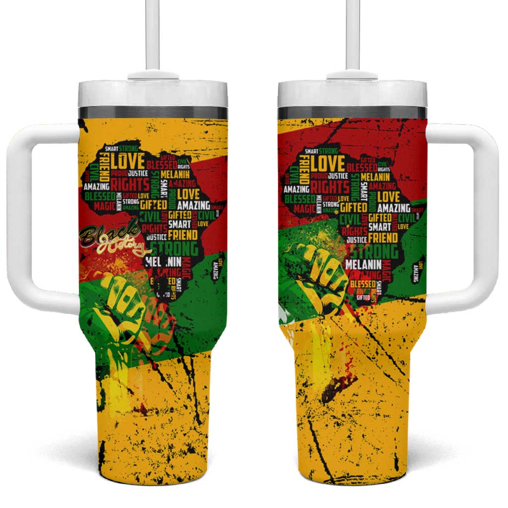 Black History Month Africa Tumbler With Handle Strength Love and Justice Typography DT02