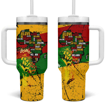 Black History Month Africa Tumbler With Handle Strength Love and Justice Typography DT02
