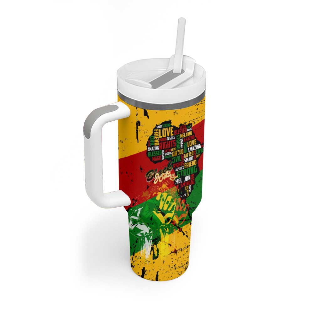 Black History Month Africa Tumbler With Handle Strength Love and Justice Typography DT02
