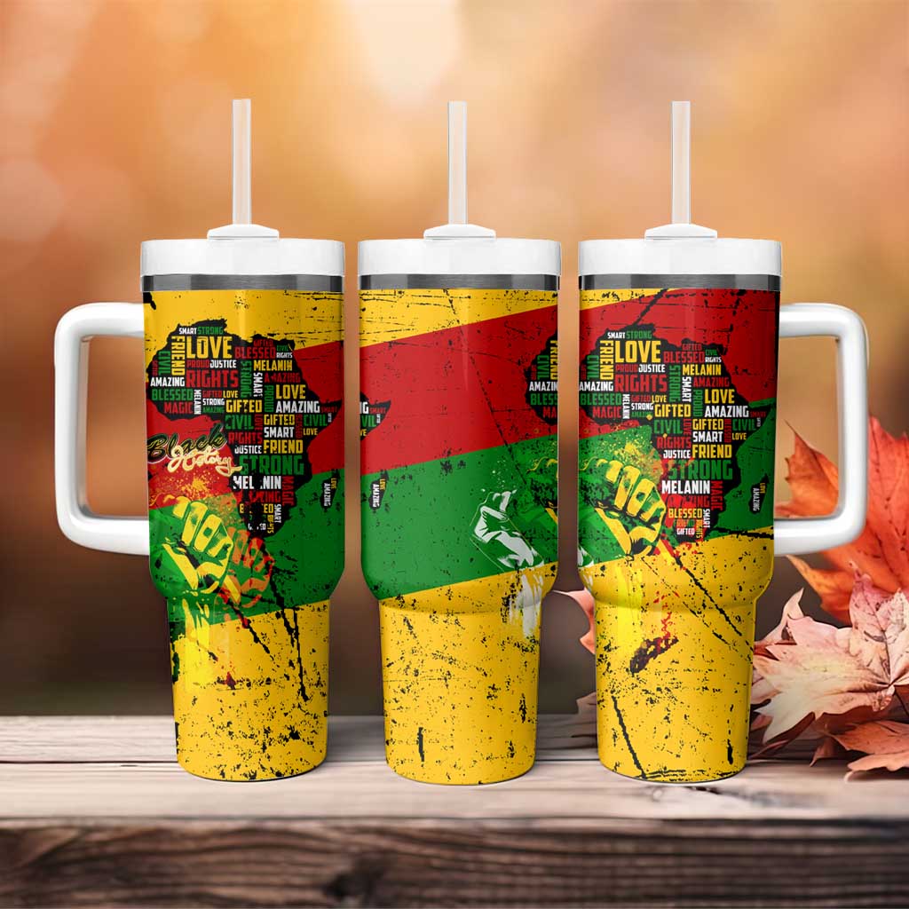 Black History Month Africa Tumbler With Handle Strength Love and Justice Typography DT02